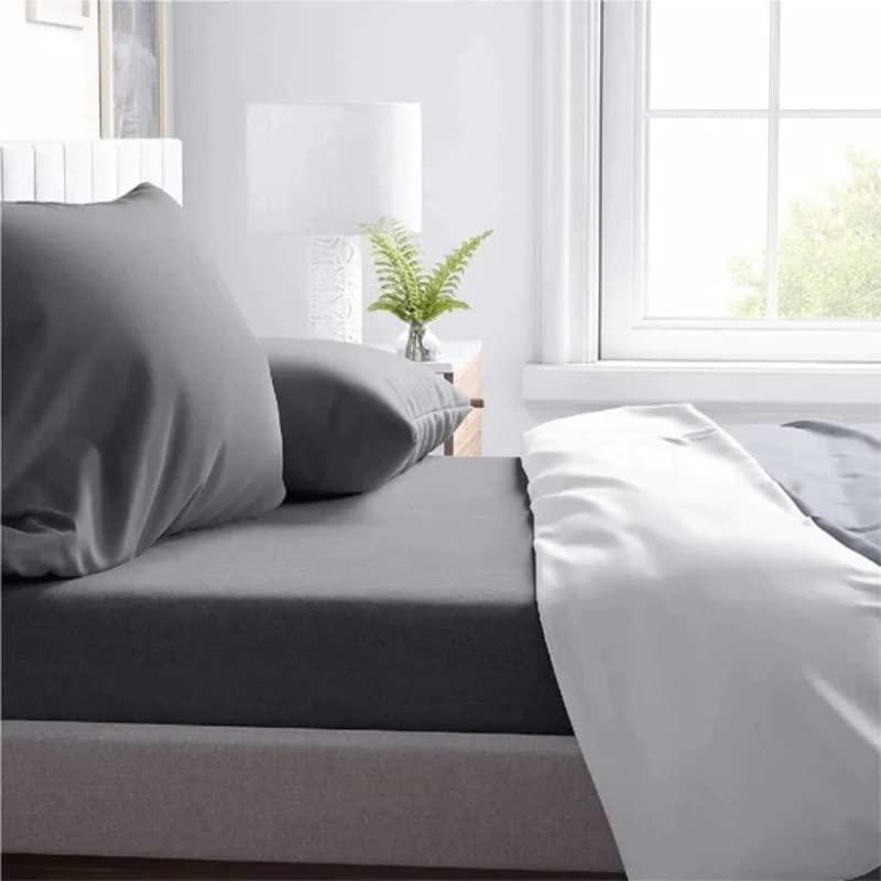 AHJ Beddings AHJ Beddings Comforter Set 7 Piece Bed in a Bag with 500GSM Comforter and 30 inch Deep Pocket Sheet Set - 600 Thread Counts, 100% Egyptian Cotton - Full Size, Elephant Grey Solid