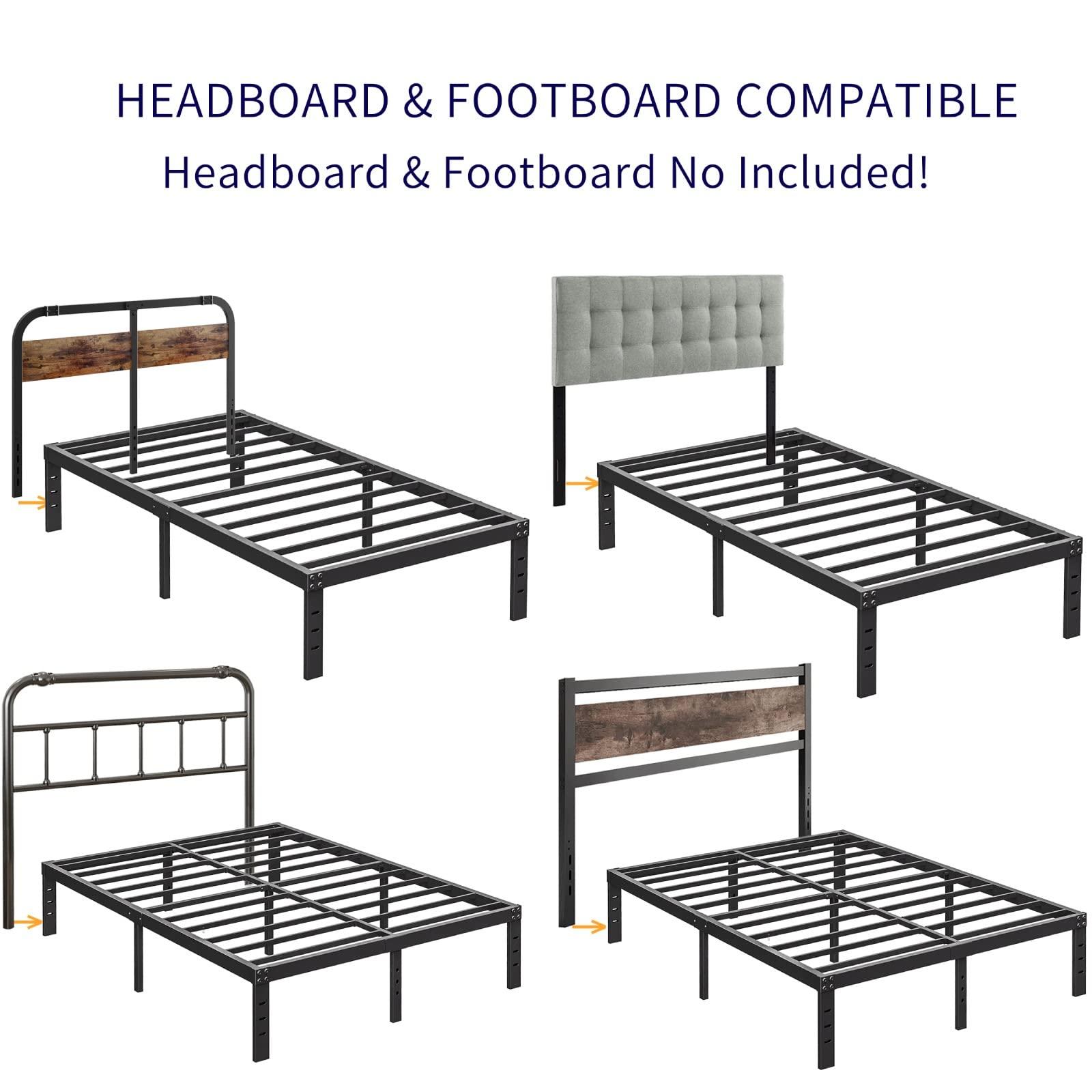 Neslime Neslime 18 Inch High King Bed Frame No Box Spring Needed, Heavy Duty King Platform Bed Frame for Heavy People, Easy Assembly, Noise Free, Black