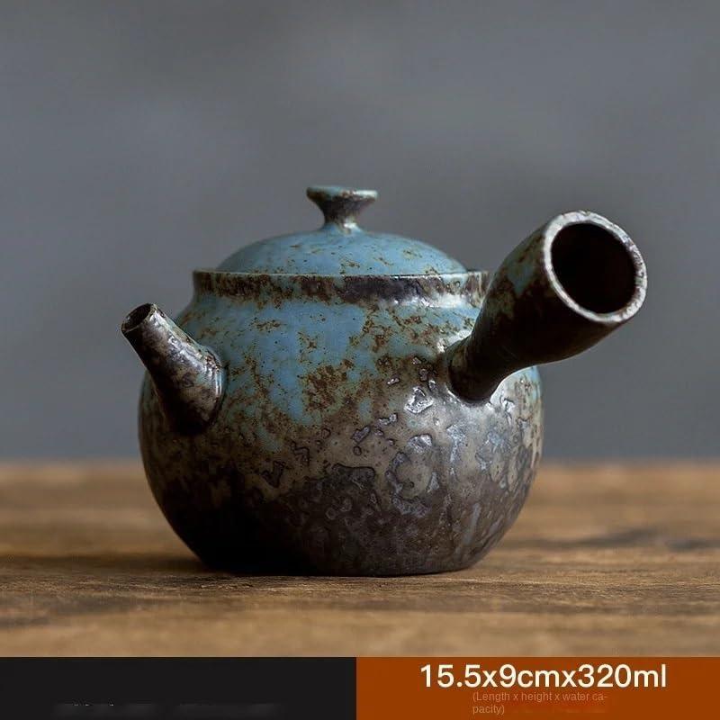 RENEESME Tea Pots For Loose Tea Retro Side Handle Pot Japanese Glaze Teapot Household Single Teapot Kung Fu Tea Set Teapot Tea Kettle Tea Infuser Pot(C)