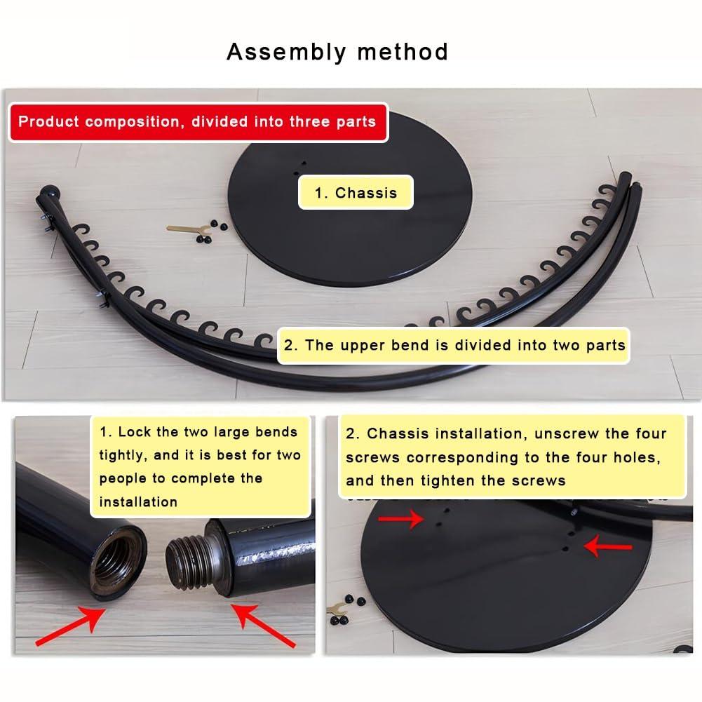 Zfmnoyev Clothing Rack, Freestanding Heavy Duty Clothing Rack, Metal Garment Rack with Stable Base, Portable Round C-Style Rack, Strong Bearing Capacity, for Retail Home Clothing Store ( Color : Gold , Size :