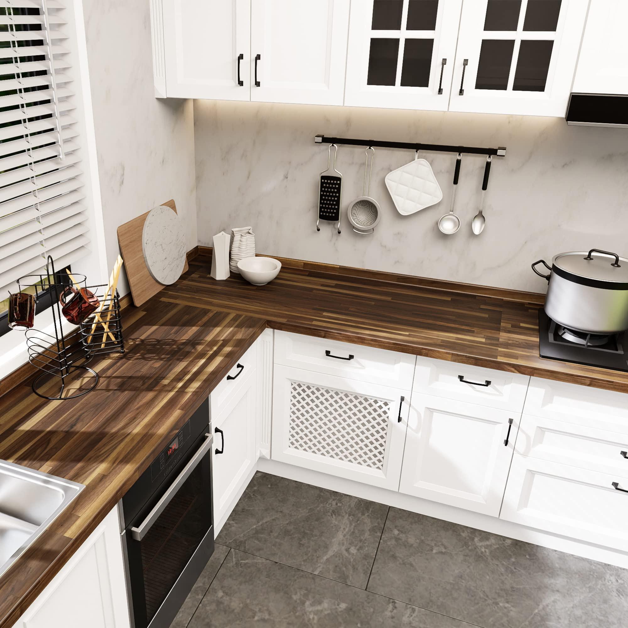 CONSDAN CONSDAN Butcher Block Counter Top, Walnut Solid Hardwood Countertop, Wood Slabs for Kitchen, Reversible, Both Side Polished, Prefinished with Food-safe Oil, 1.5\" Thickness, 60\"x25\"