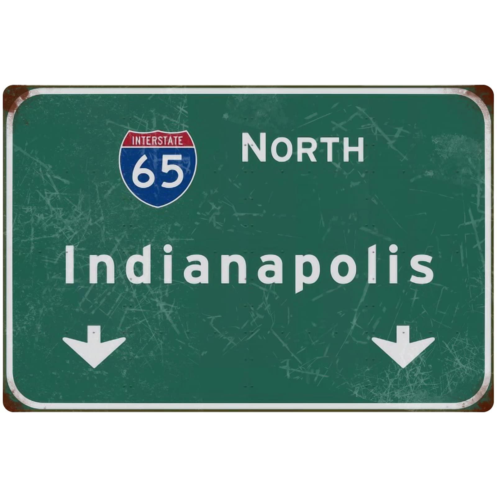 Bakaevsm Metal Sign Highway Sign Interstate 65 North Indianapolis Retro Wall Decoration Bar Club Airport Direction Sign Wall Hanging 12x16 Inches