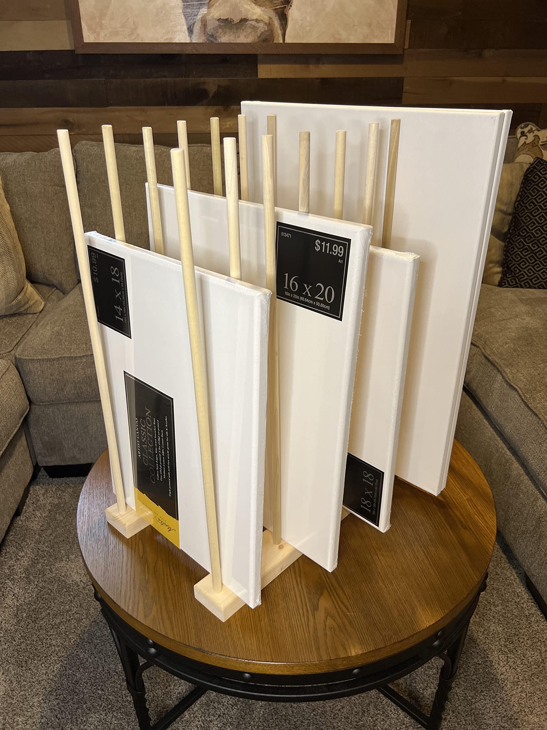 Dowel Storage Racks Art Storage Rack - 24' Long x 11' Wide with 24' Tall dowels - for Art Canvas Storage, Frames, Framed Art, Paintings, Unfinished wood