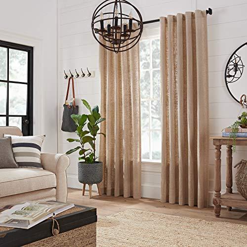 MODE MODE Farmhouse Collection 1 1/8" Diameter Curtain Rod Set with Cottage Square Curtain Rod Finials and Steel Wall Mounted Adjustable Curtain Rod, Fits 72 to 144 Windows, Weathered Black