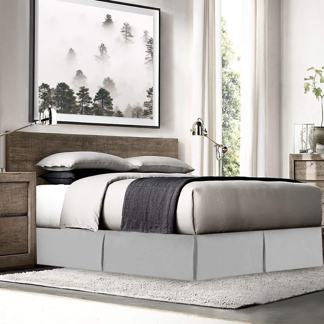 Comfort Bed Store Comfort Bed Store Box Pleated Bed Skirt-1000 Thread Count 100% Egyptian Cotton,Quadruple Pleated, Wrinkle and Fade Resistant, 16 Tailored DropInches(Silver,Twin)