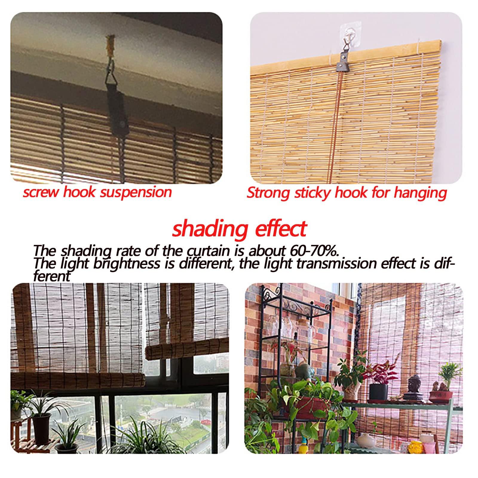 OCAZI OCAZI Bamboo Roll Up Shades Reed Roller Blinds, Bamboo Roll Up Blinds with Lift, Bamboo Shades for Patio Sun Protection Retro Bamboo for Gardens Porch Patio 6959inWH Black