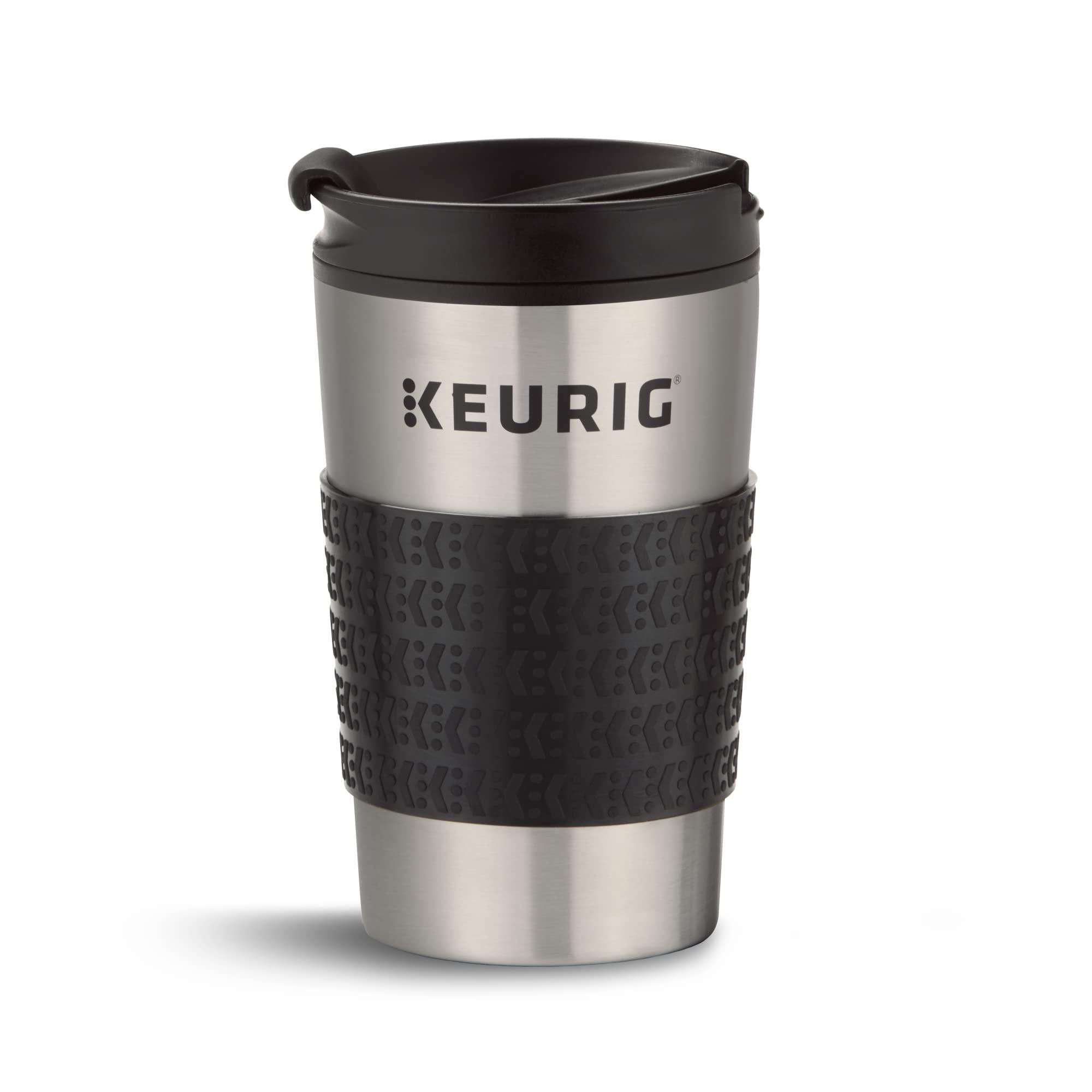 Keurig Keurig K-Elite Single-Serve K-Cup Pod Coffee Maker, Brushed Silver & Travel Mug Fits K-Cup Pod Coffee Maker, 1 Count (Pack of 1), Stainless Steel