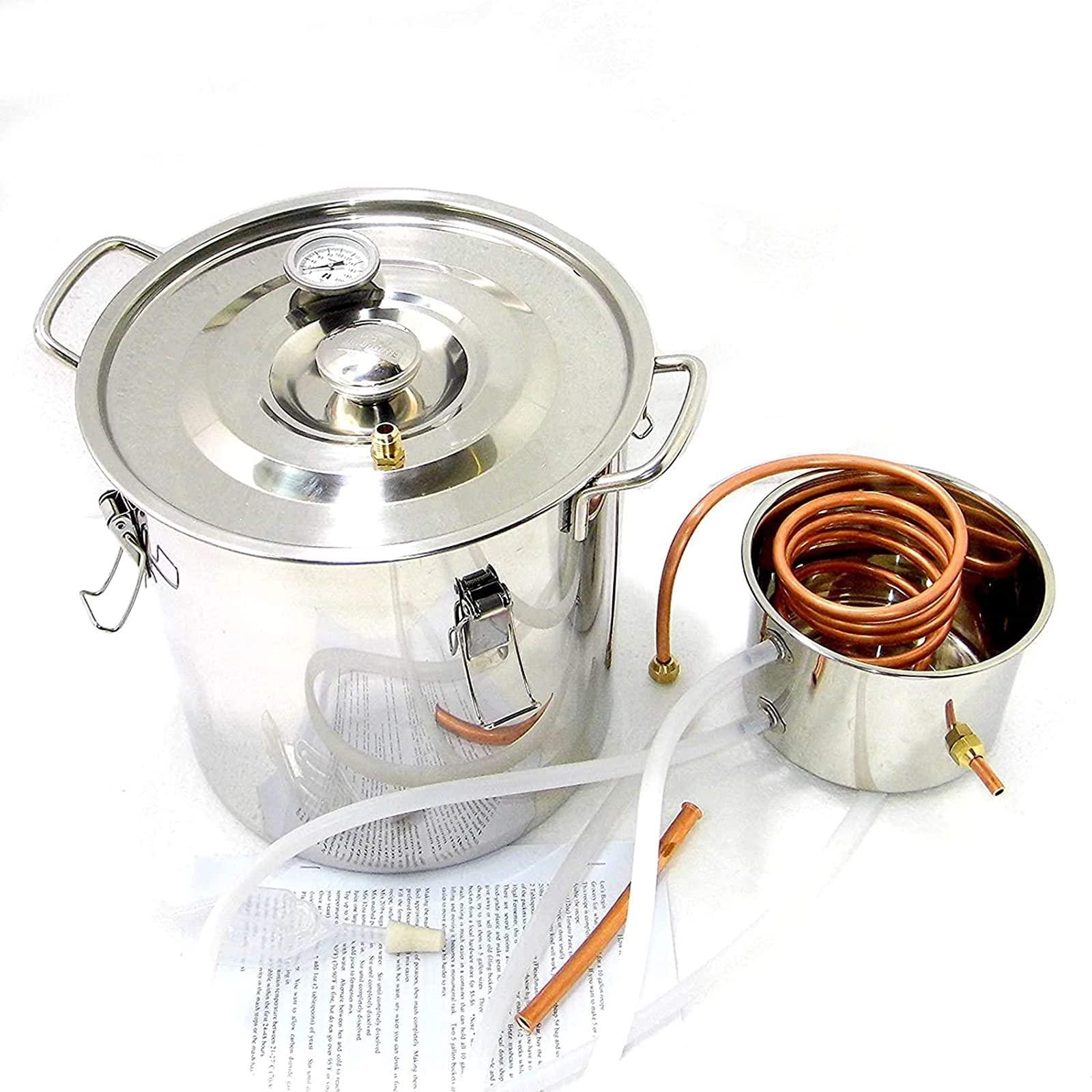 HKMA Water Distiller, Stainless Steel Still Wine Making Boiler Home Kit with Thermometer,12l/3gal