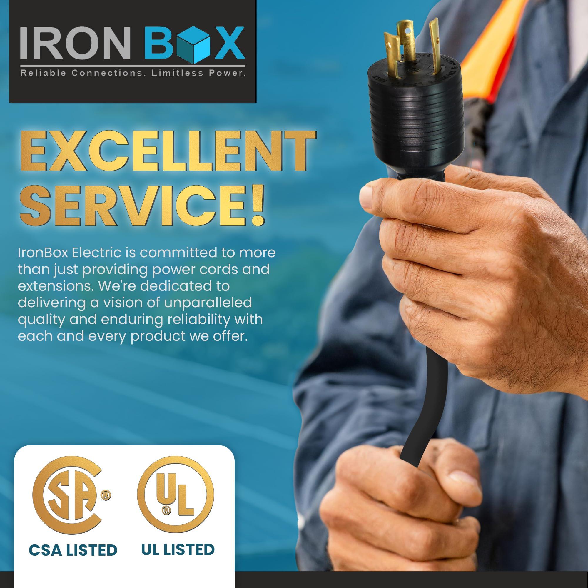Iron Box IronBox Electric NEMA L5-20P to L5-20R Power Cord - 20A, 125V, 12/3 AWG SJT - UL Listed Power Cable Adapter - Heavy Duty Extension Cord for Outdoor, RV, Generator, Data Center & More (25 ft, Molded)