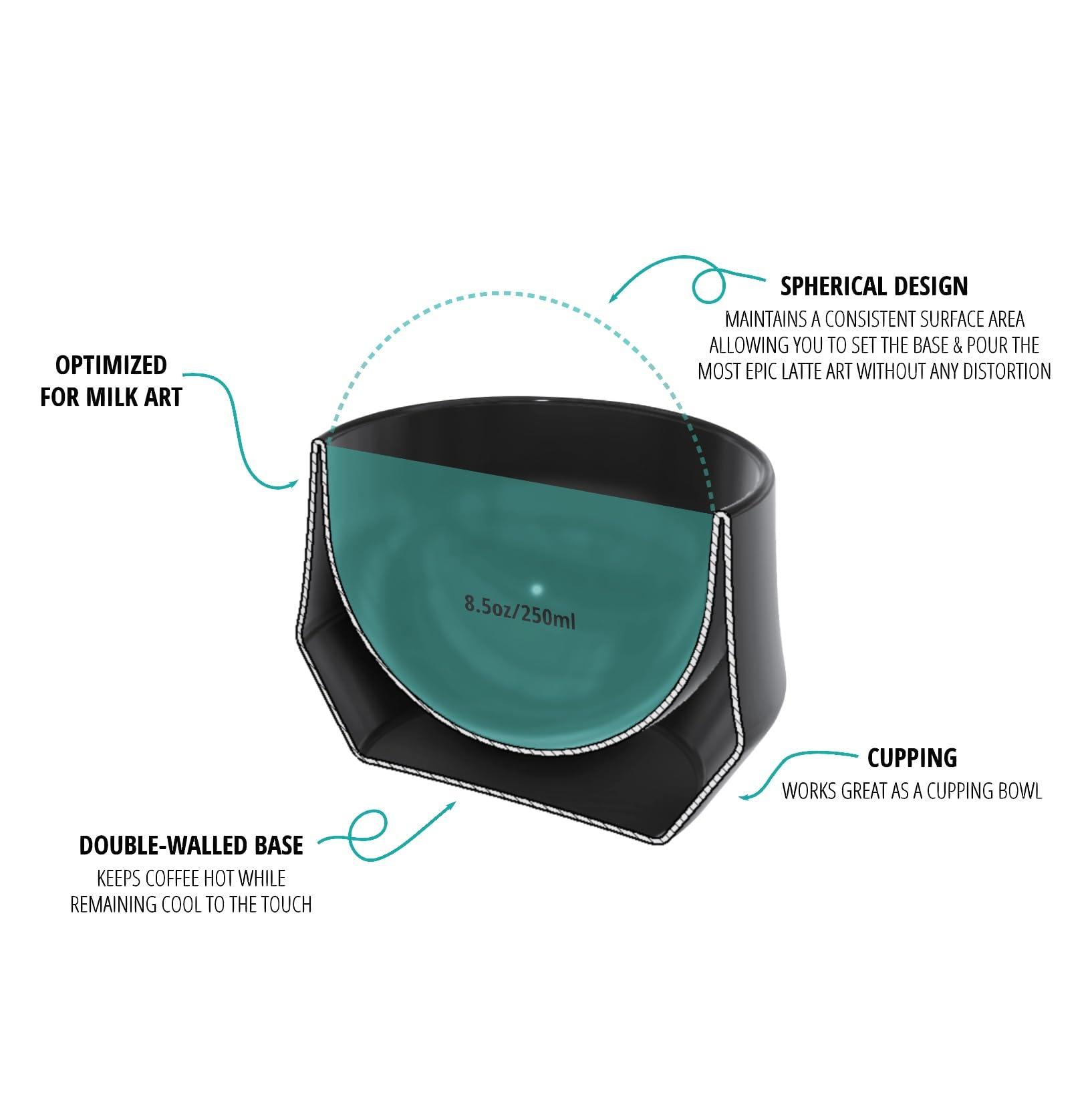 KRUVE KRUVE IMAGINE Coffee Cups - Handcrafted Double-Wall Glass Cups (Set of Two, 8.5oz/250ml) - Perfect for Latte Art and Espresso - Durable Borosilicate Glass - Ideal Gift for Coffee Mugs Lovers - Latte