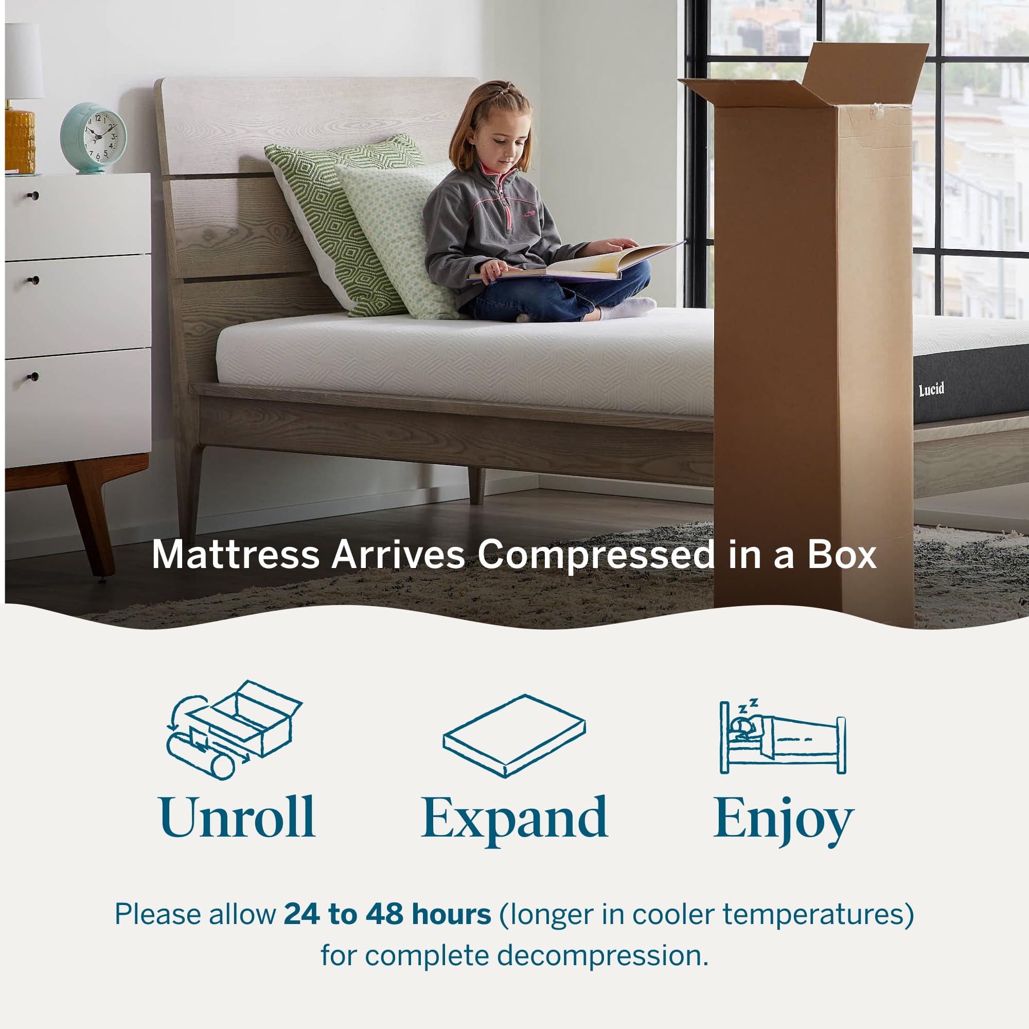 LUCID Lucid 6 Inch Memory Foam Mattress - Firm Feel - Gel Infusion - Memory Foam Infused with Bamboo Charcoal - Breathable - CertiPur Certified - Twin