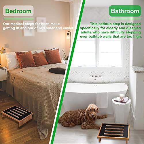 StrongTek StrongTek One Step Stool for Adults with Non-Slip Rubber Stepping Surface, Portable Single Wooden Riser, 440 lb. Load Capacity for Kitchen, Bathroom, or Bedside, Kid and Senior Support