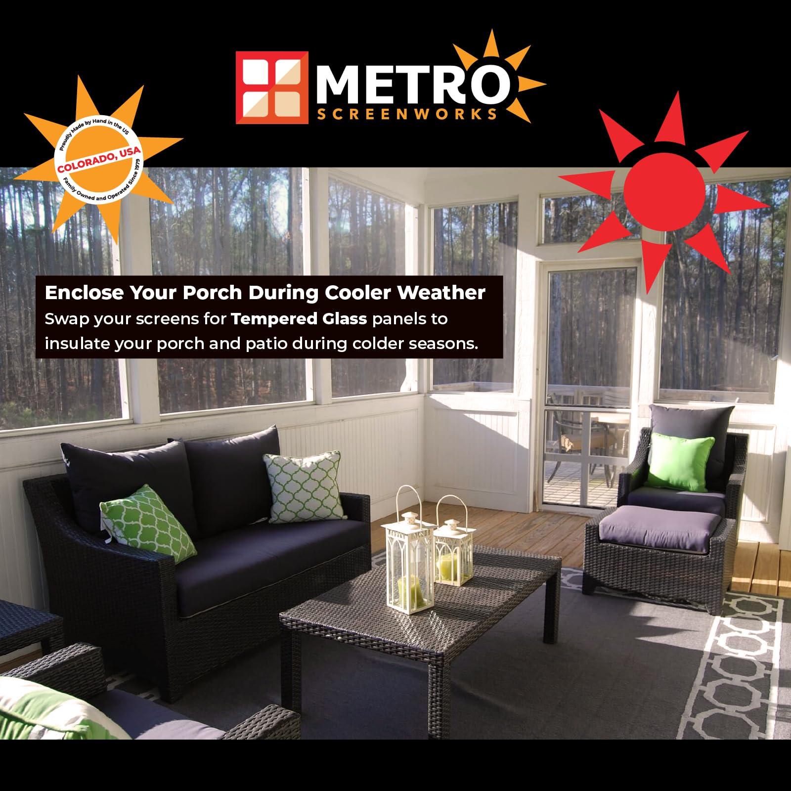 Metro Screenworks Metro Screenworks Framed Tempered Glass Panel for Porch & Patio Panels, Outdoor Enclosures, (32-3/4\" x 34-1/2\", Almond) Enclose Your Porch with Tempered Glass Panels - Glass Panel Replacement