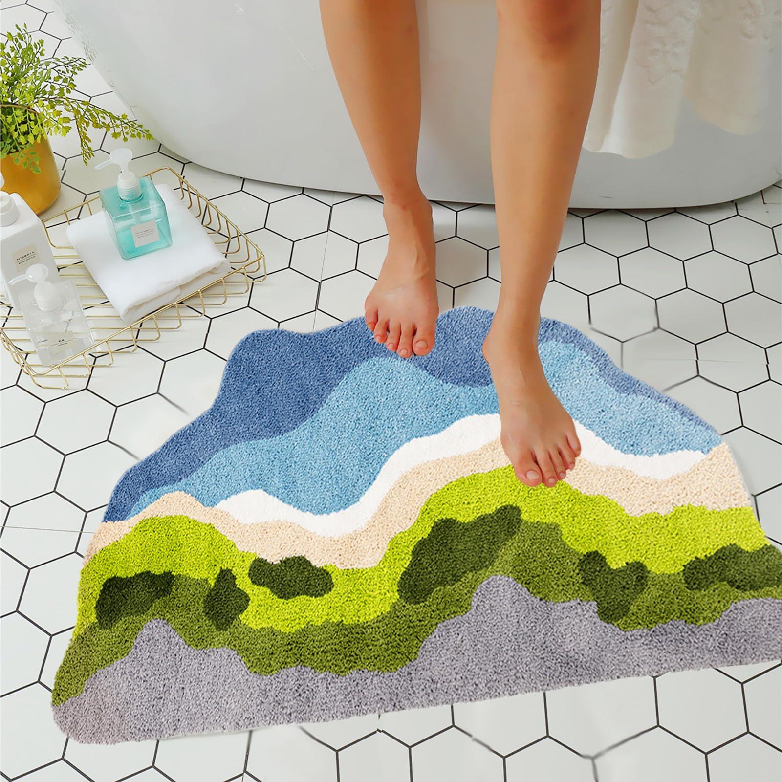 LEVINIS LEVINIS Moss Bath Mats, Cute Green Moss Shag Bathroom Rugs Non Slip Soft and Water Absorbent Bath Rug for Bathroom, Shower, Tub, Indoor Doormat 31\"20\"