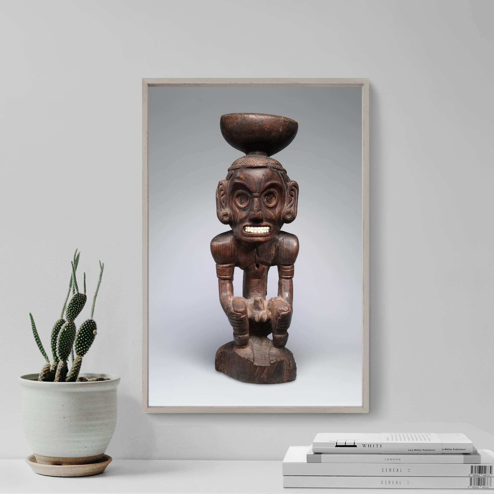 Generic Lustre Paper - Zem Cohoba Stand for The Tano Peoples (1020) - Photograph of Beautiful Wooden Figurine Photo Poster Print Art Gift Wall Taino Zemi - Size: 18 x 12 Inches