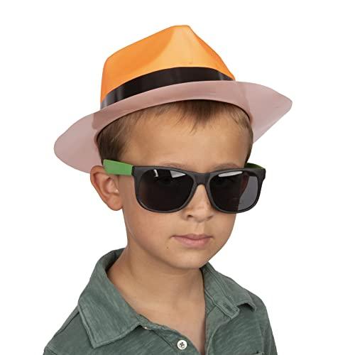 Funny Party Hats Funny Party Hats Neon Party Supplies - Fedora Party Hats with Party Sunglasses - Gangster Party - 24 Pc Set