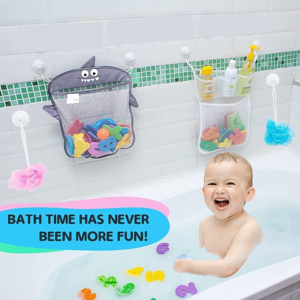 Comfylife 2 x Mesh Bath Toy Organizer + 6 Ultra Strong Hooks The Perfect Bathtub Toy Holder & Bathroom or Shower Caddy These Multi-use Net Bags Make Baby Bath Toy Storage Easy For Kids & Toddlers