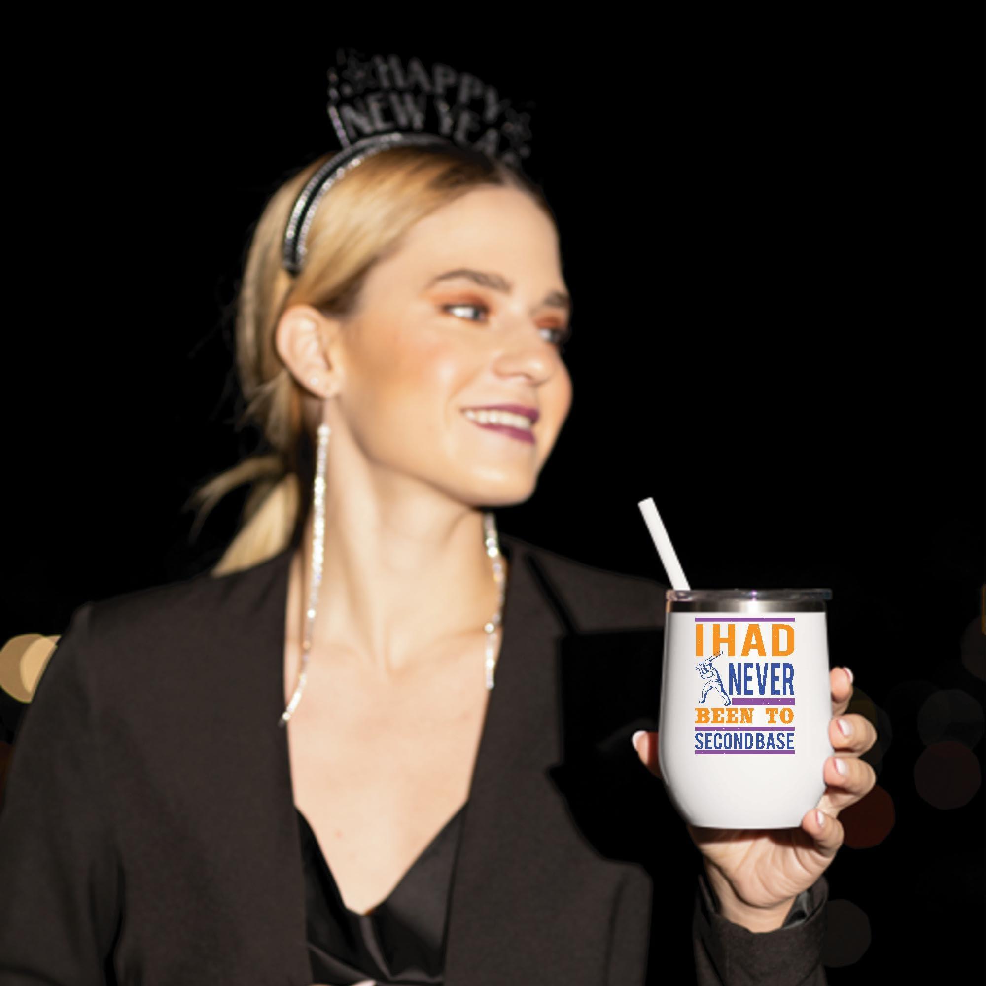 Generic Baseball Gift for Teens I Had Never Been To Secondbase 20 12oz Wine Tumbler Cup