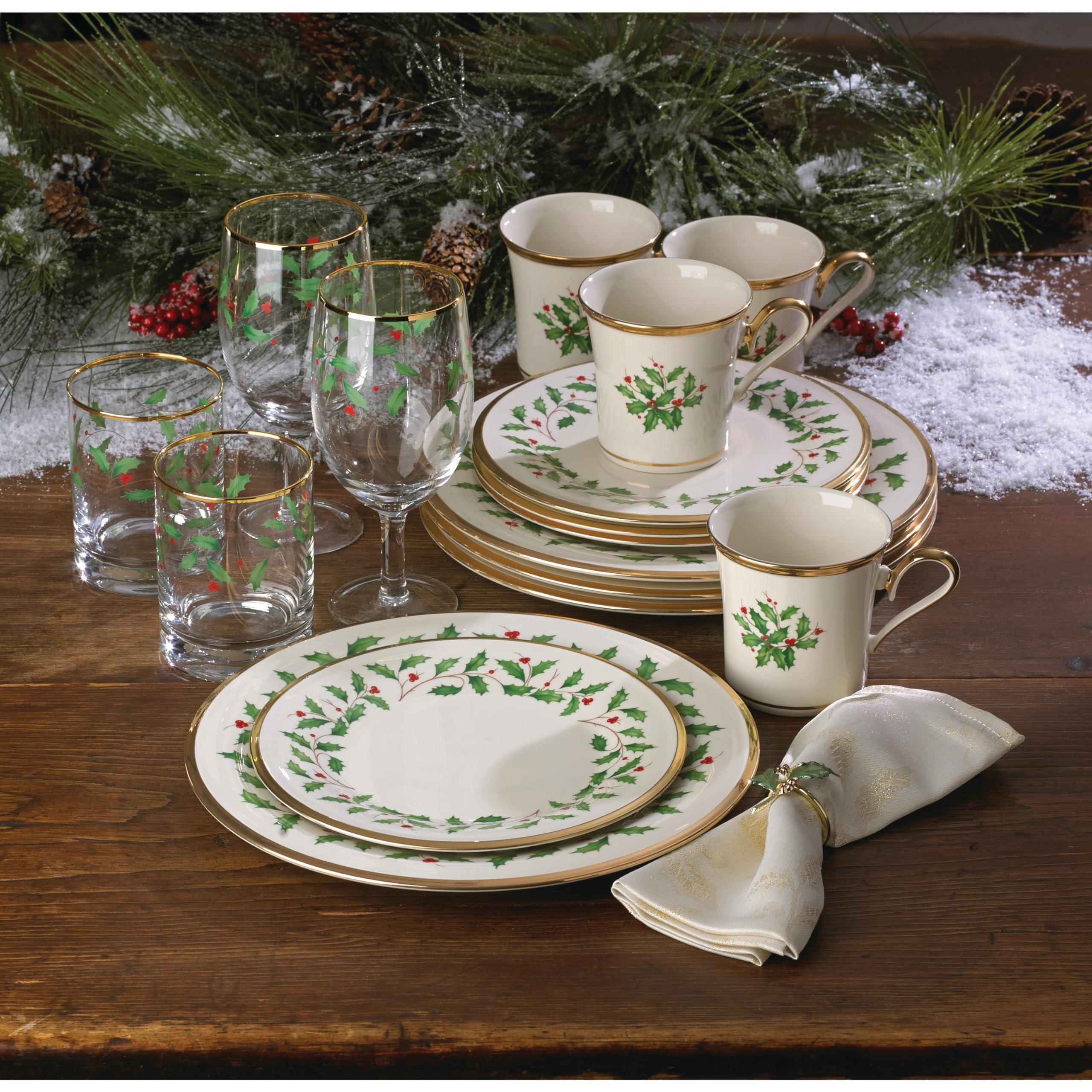 Lenox Lenox 6122048 Holiday 12-Piece-Plate-&-Mug Set, Christmas Dinnerware, Hosting