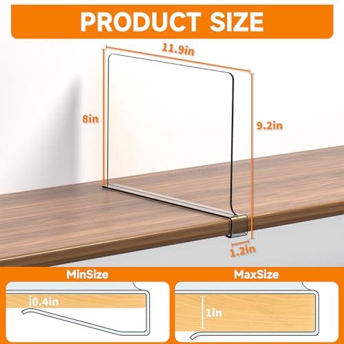 Cq acrylic Acrylic Closet Shelf Dividers - Clear Organizer for Wood Shelves,Purses and Clothes Separation,Ideal for Kitchen and Bedroom Storage,Sweater Dividers, Handbag and Clothing Organizer,Pack of 6