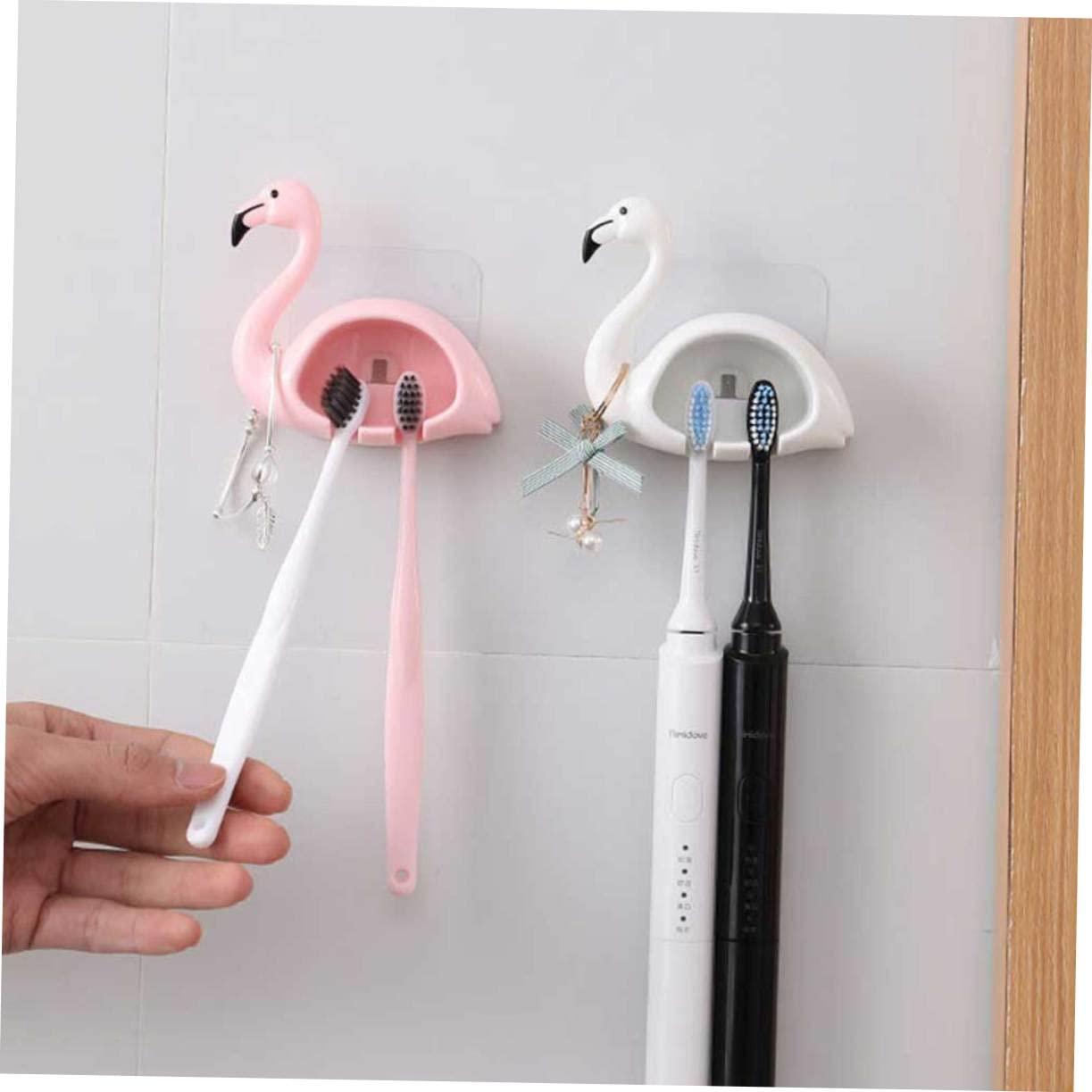 Ciieeo Ciieeo 2Pcs Pink Flamingo Toothbrush Holder with Suction Cup Design Stylish Bathroom Accessories for Toothbrushes and Toothpaste Storage