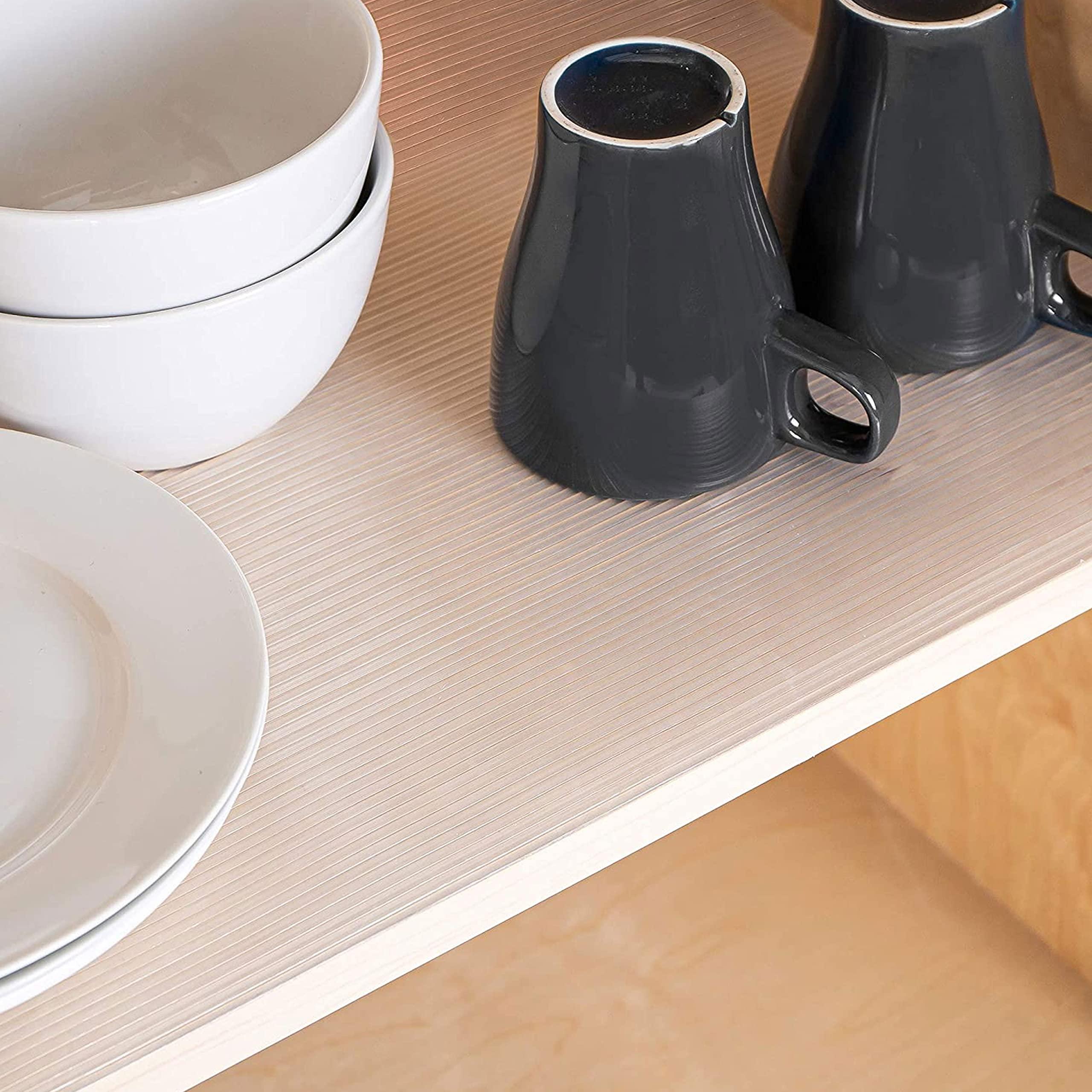 Generic 2 Roll Non Adhesive Drawer Liner No Slip Grip Ribbed 12\"X30\" Shelf Mat Pad Clear 2 Rolls Clear Ribbed Shelf Drawer Liner Cover Non Slip Cushion Grip Tool Box Mat Pad 12\" Wide X 30\" Long Approx Lining