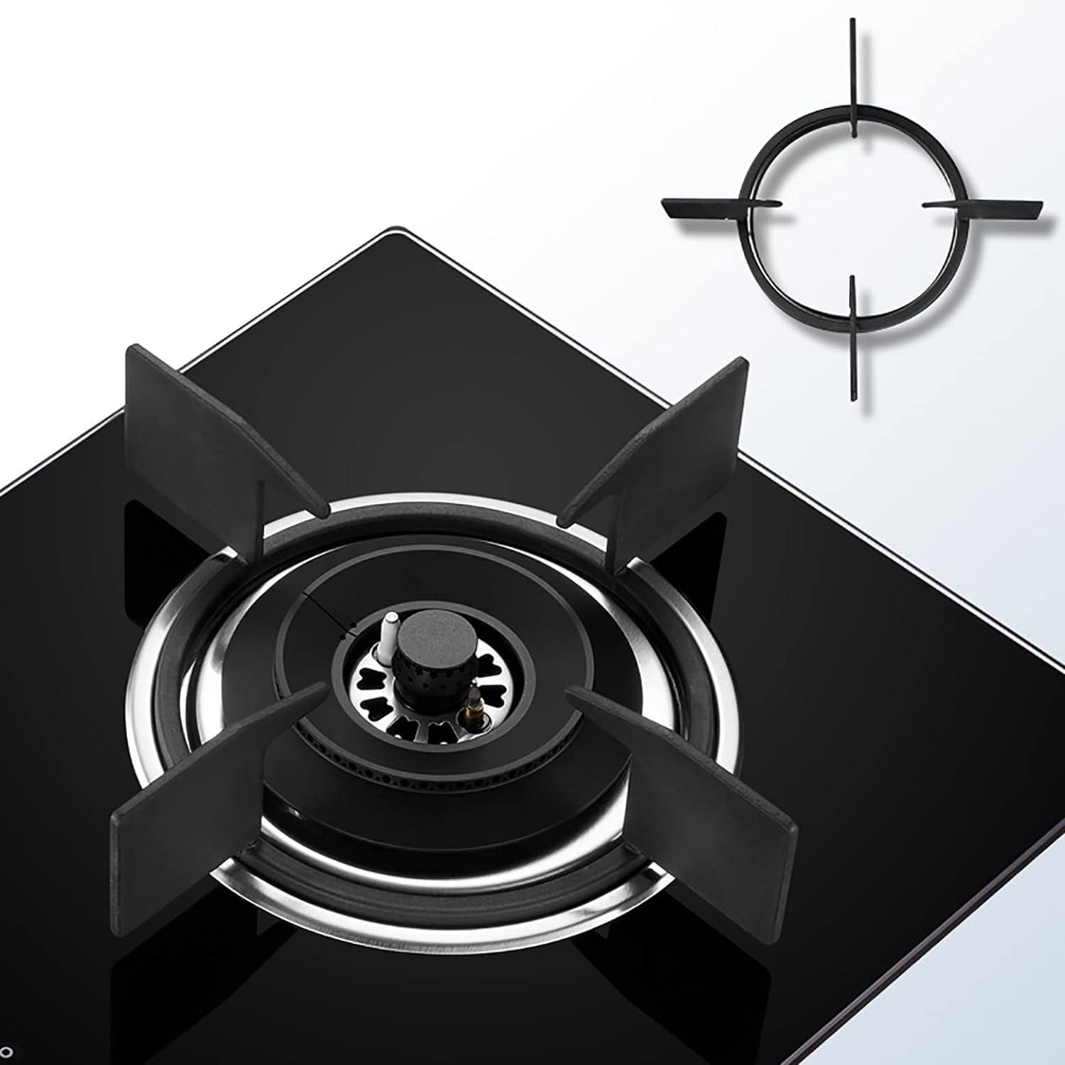 YUSIWOAL Burners Gas Hob gas hob 4.2KW Built-in Gas Stove |Upgraded Black Tempered Glass Gas Cooktop | Easy To Use |,Cast Iron Pan SupportNG/LPG Convertible [Energy Class A](Black)