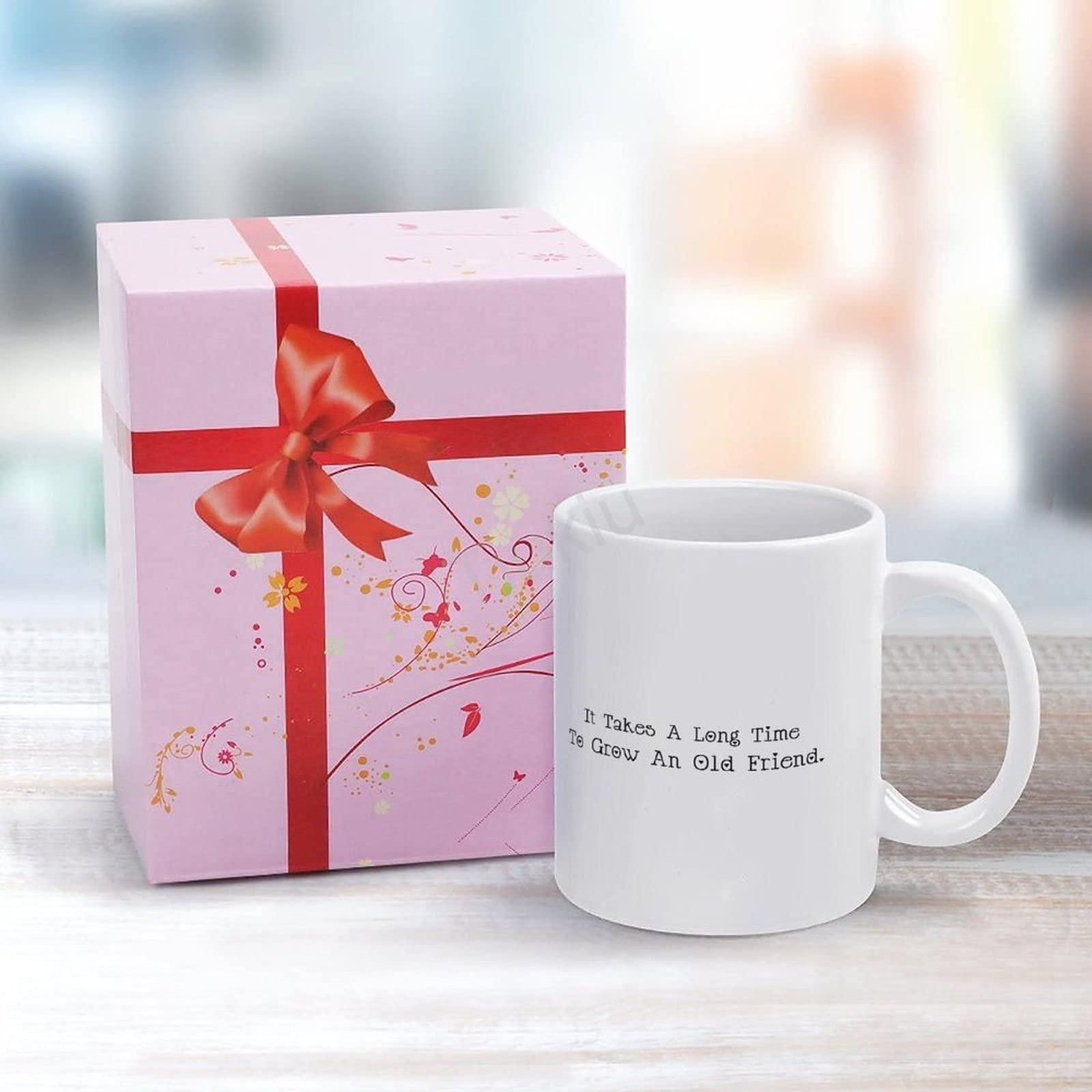 MISSUYSA It Takes A Long Time to Grow An Old Friend Funny Coffee Mug Friendship Quote Gifts Mug for Anniversary Birthday Valentines Gifts for Him Her Husband Wife, Girlfriend Boyfriend Gift Ideas 11oz