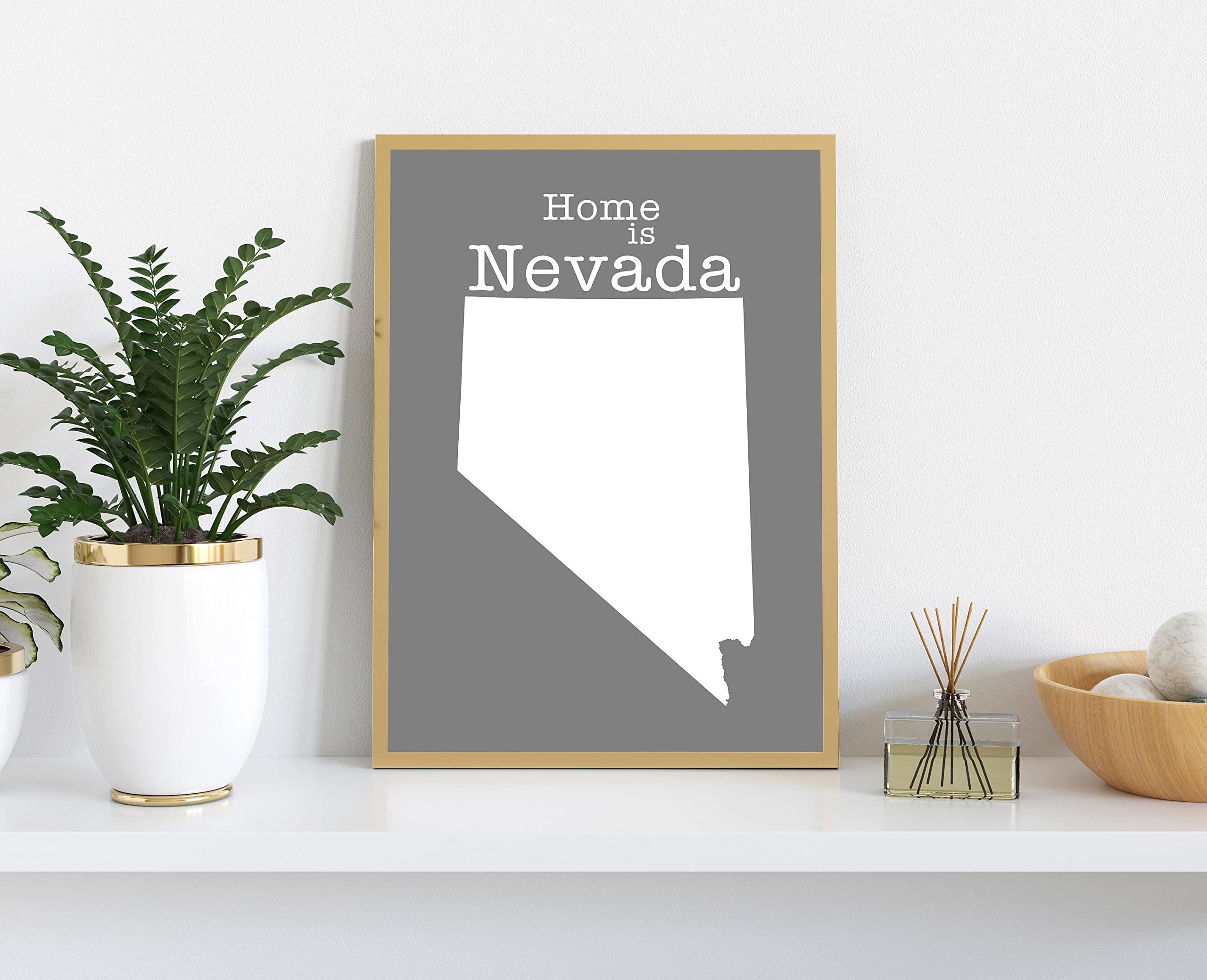 Pera Print Nevada Map Wall Art, Nevada Modern Map Poster Print, City Map Wall Decor, Nevada City Poster, State Poster, Office Room Wall Art, Posters - 18x24
