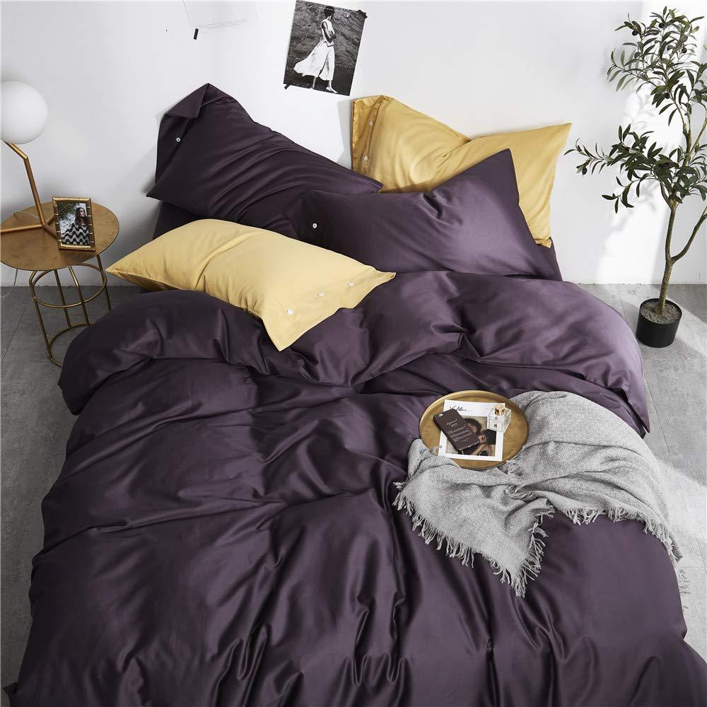 EAVD EAVD Modern Style Dark Purple Duvet Cover King Soft Cotton Reversible Purple Bedding with 2 Button Pillowcases Luxury Solid Color Dark Purple Comforter Set with Zipper Closure