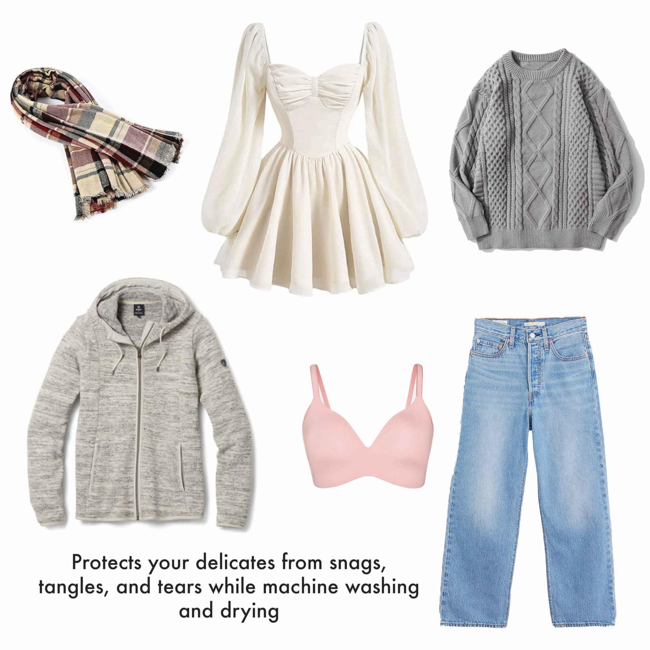 Woolite Laundry 360 2 Pack Large Mesh Wash Bag | Laundry | Washing Machine | Zipper Closure | Prevents Pulling and Tearing | Clothes | Garments | Delicates | Socks | White