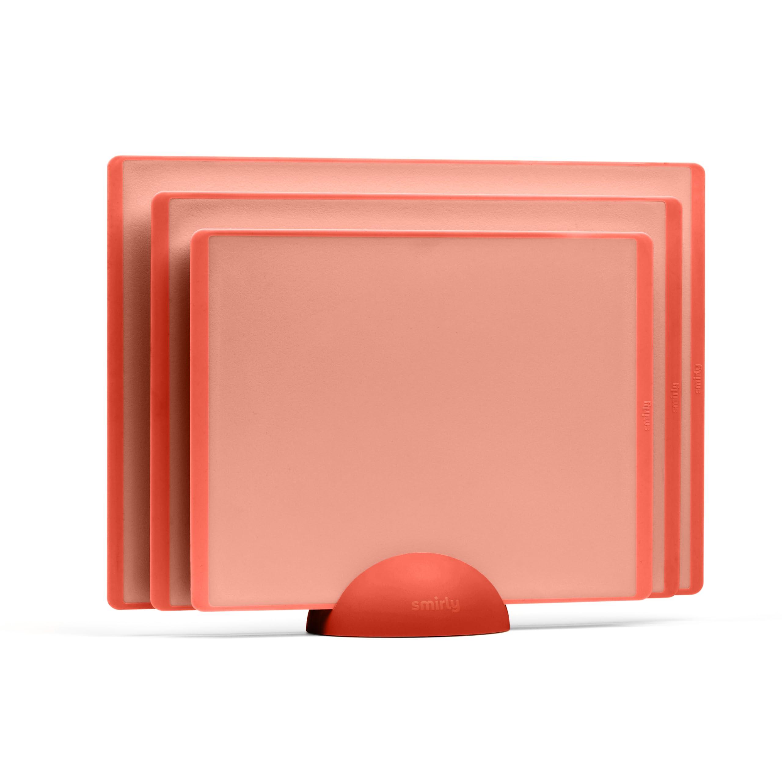 SMIRLY SMIRLY Plastic Cutting Board Set With Holder, Dishwasher Safe Plastic Cutting Boards Set for Kitchen, Cutting Boards for Kitchen - Plastic Chopping Board Set