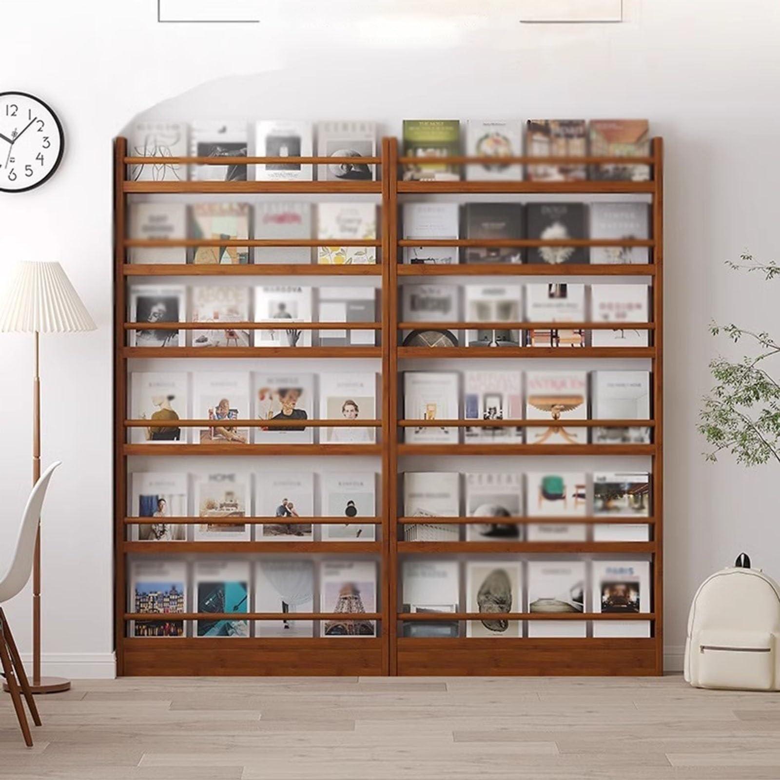 RENLXFI RENLXFI Free Standing Magazine Display Rack, 5 Layer Wood Newspaper Holder for Literature Books Document in Home Office Dining Room, Large Organizer Folder (Size : 155x50cm/61x19.7in)