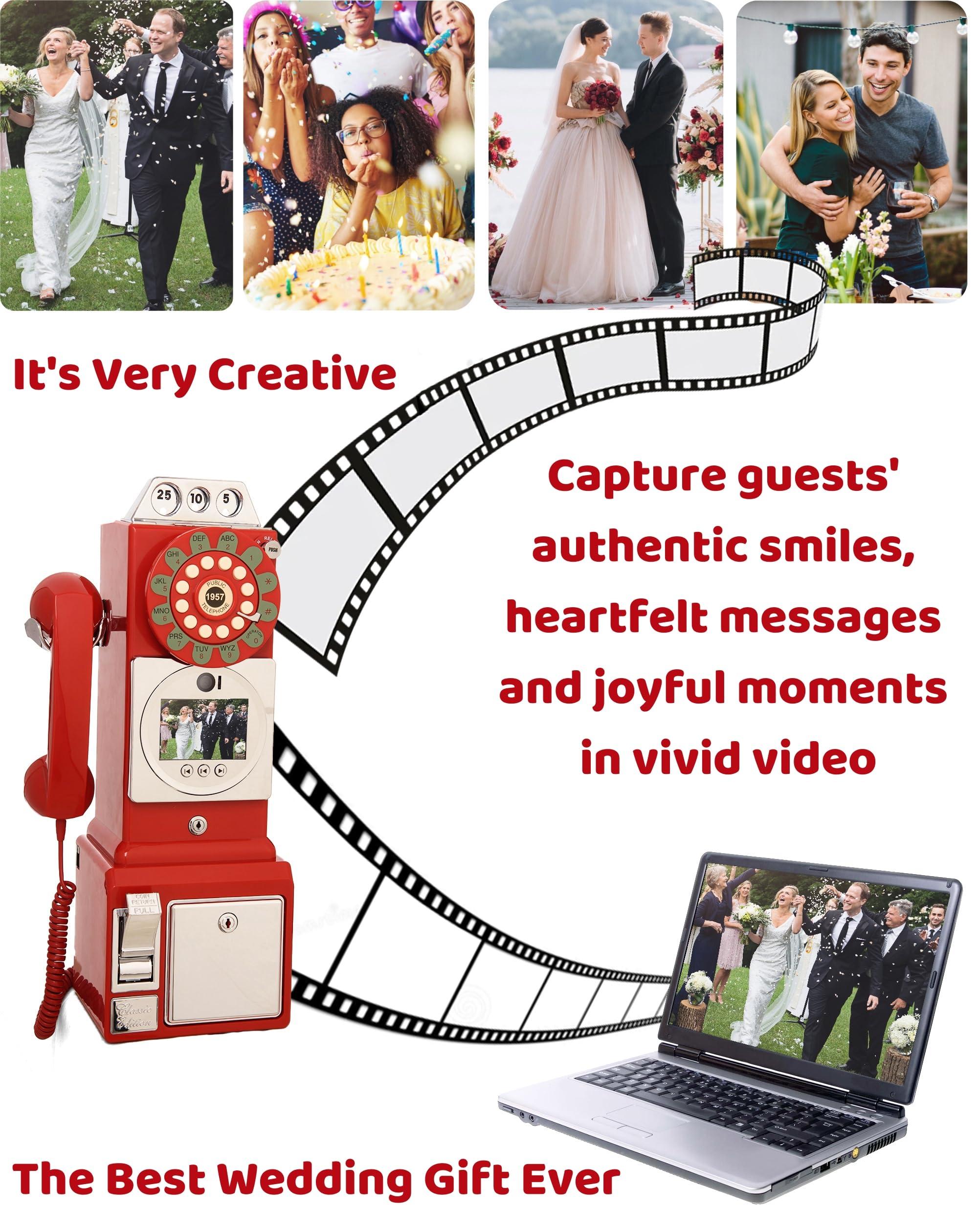 RetroVox Video & Audio Guest Book Wedding Phone Guestbook Creative Easy to Use & Fun Engagements Anniversaries Baby Showers Graduation (Black)