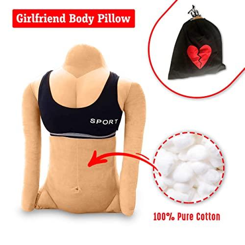 OFFICE LOGIX SHOP OFFICE LOGIX SHOP Girlfriend Body Pillow - Full Body Cuddle Buddy Arm Pillows for Boyfriend - Thick, Soft, Snuggle Bed Pillow - Original Funny Plush Distance Love Cuddling Pillow for Man