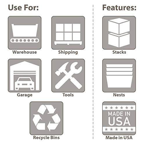 Akro-Mils Akro-Mils 35300 Nest and Stack Plastic Storage Container and Distribution Tote, (29-1/2-Inch L x 19-1/2-Inch W x 15-Inch H), Gray, (3-Pack)