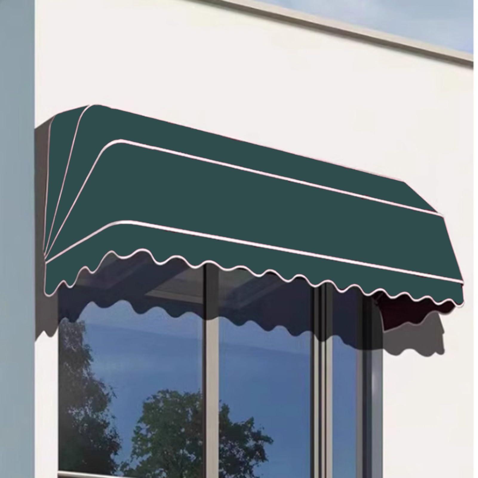HomeLoft Basics Window Door Awning Canopy| Entry Door Front Door Awning for Sun Shutter, UV, Rain, Snow Protection,Fully Assembled(Color:Dark Green,Size:135x60x60cm)