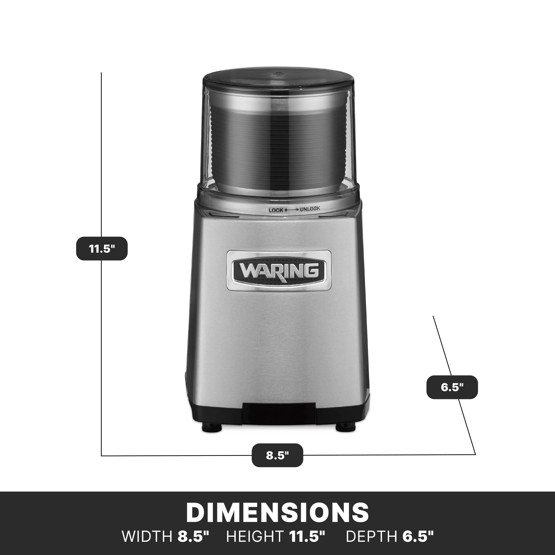 Waring Waring Commercial WSG60 3 Cup Spice Grinder, 1 HP Motor, 20,000 RPM\'s, Pulse Actuation, Includes 2 stainless steel grinding-bowls-120V, 175W, 5-15 Phase Plug, 0.9 cu. ft.
