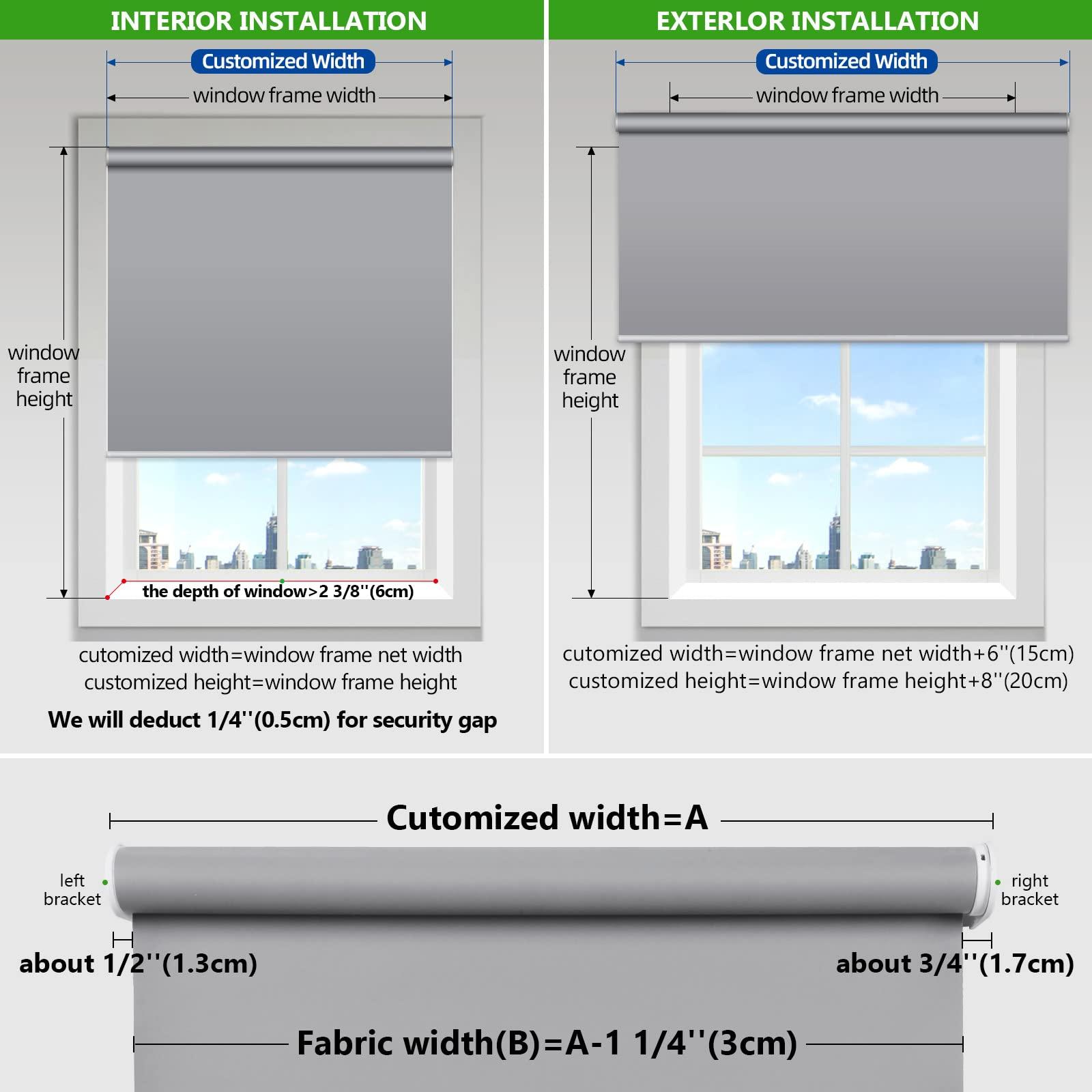 ZSTARR Motorized Blackout Window Blinds Customize Width (21-92 in) Remote Control Wireless and Rechargeable Roller Shades Blinds for Windows, Home, Office, Living Room, Master Room, Restaurant (Light Grey)
