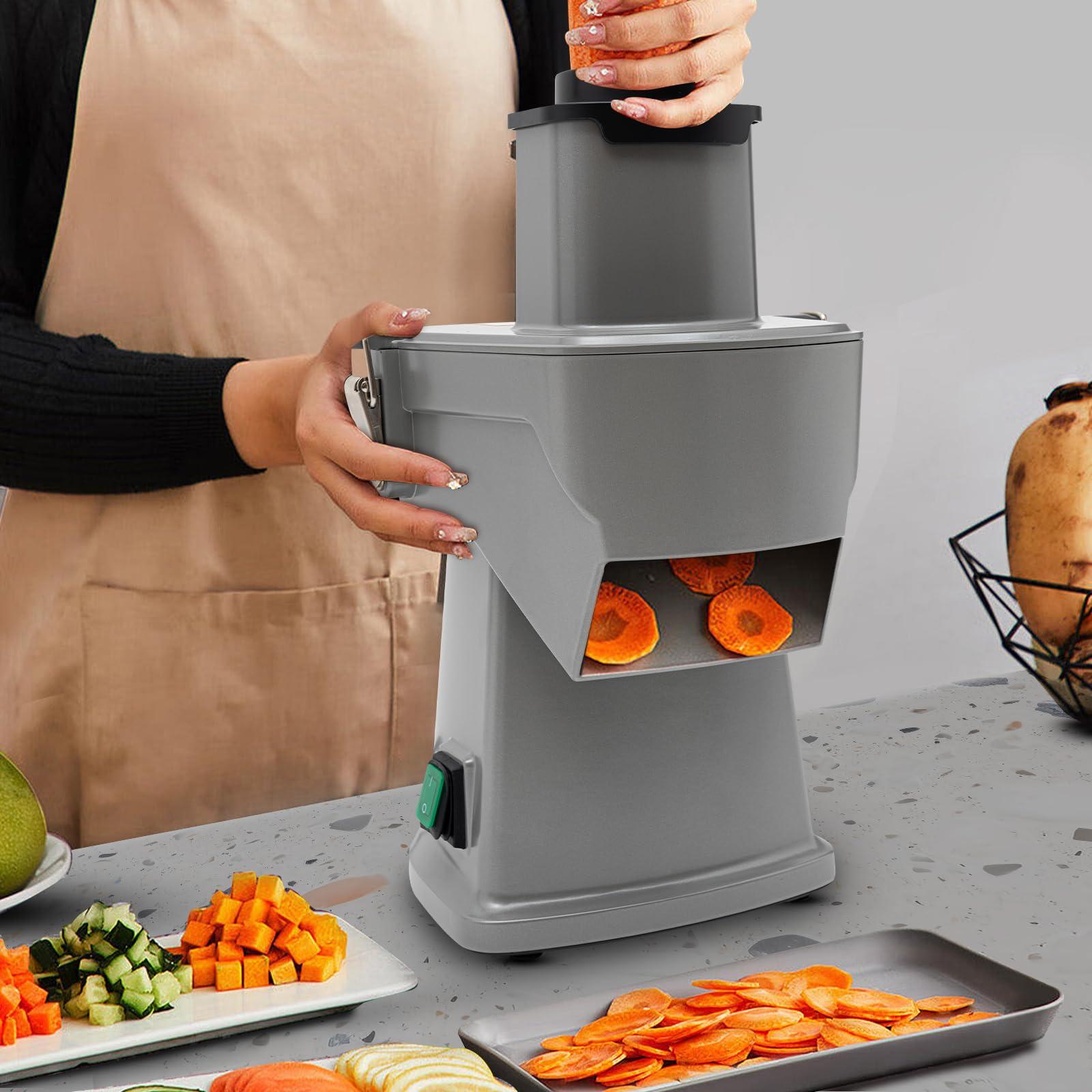 HAPPCUCOE Electric Vegetable Dicer and Slicer Machine, 200W Commercial Vegetable Chopper,Fruit Slicer Automatic Potato Onion Slicing for Restaurants,Home,Kitchen