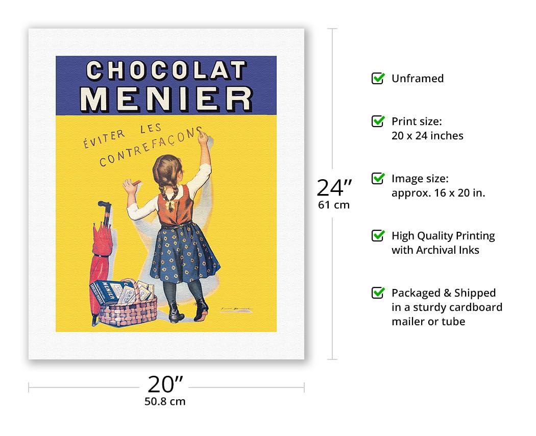 Pacifica Island Art Chocolat Menier - viter Les Contrefaons (Beware of Imitation) - French Chocolate Company - Vintage Advertising Poster by Firmin Bouisset c.1893 - Fine Art Rolled Canvas Print 16in x 20in
