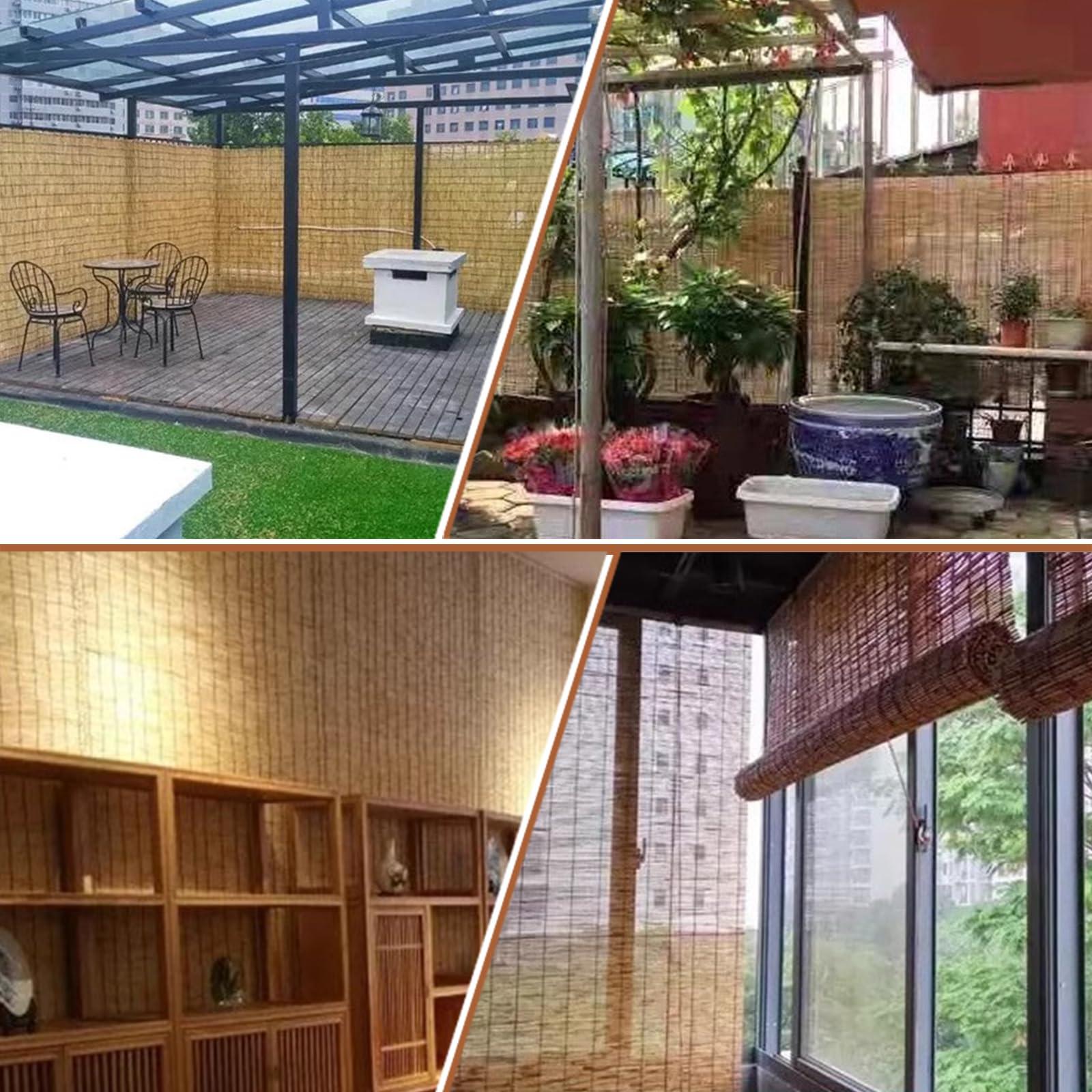 GVCSTXP Bamboo Blinds, Bamboo Shades, Roman Roller Blinds, Outdoor Blinds, Sunshade Natural Reed Curtains, with Lift, Sun Protection, Breathable, Easy to Install