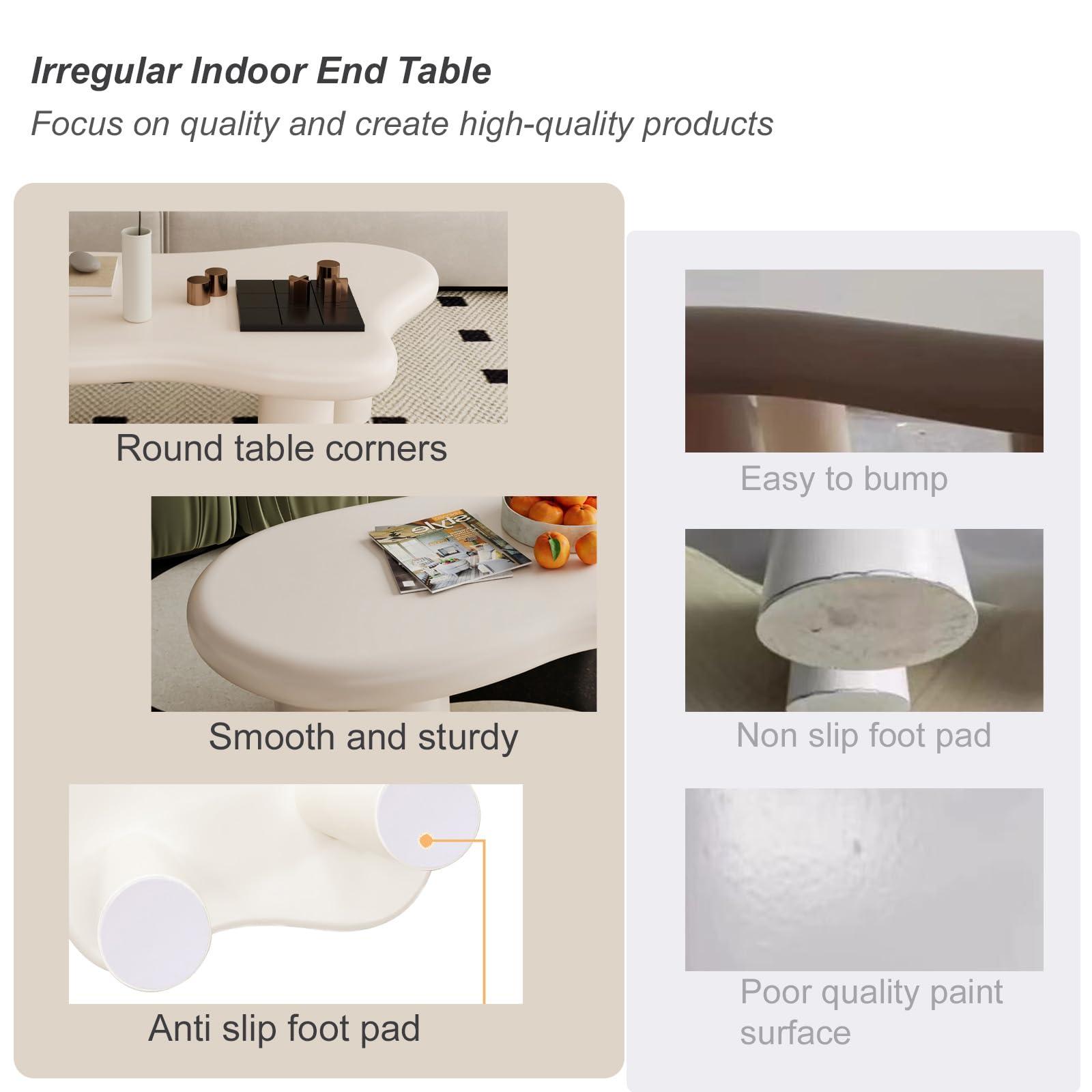 FGXJY FGXJY Cloud Coffee Table for Living Room, Modern White Coffee Table with 4 Legs, Cute Irregular Indoor Tea Table, Free Shape End Table (Cream White, 47\")