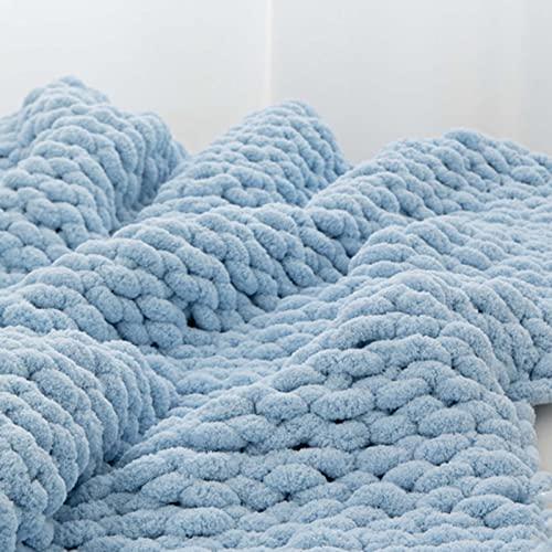 RGRE RGRE 50x60 inch Chunky Knit Blanket Chenille Throw, Handmade Chenille Yarn Cable Knitted Blanket, Knitted Chenille Throw Blanket for Sofa and Couch, Home Decoration Crochet Blankets