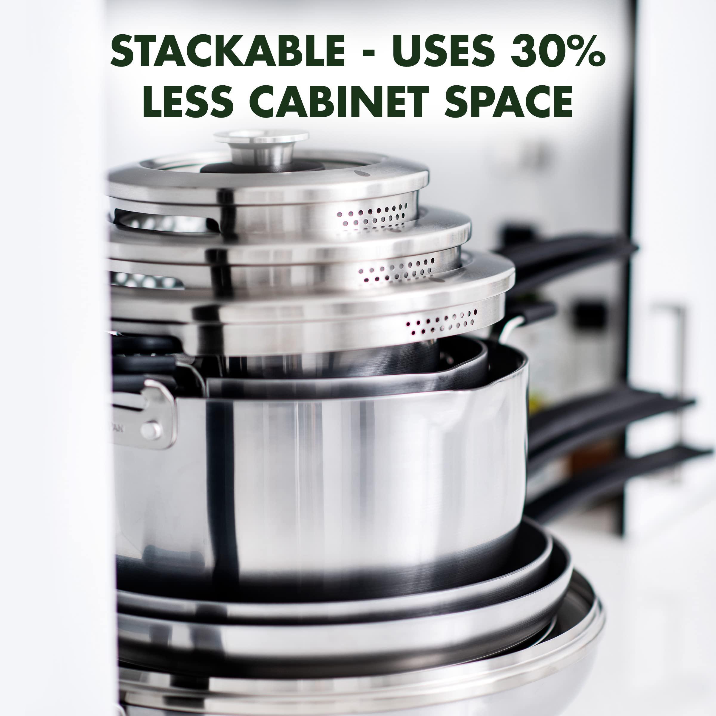 GreenPan GreenPan Levels Stackable Hard Anodized Healthy Ceramic Nonstick, 6 Piece Pots and Pans Cookware Set PFAS-Free, Dishwasher Safe, Black