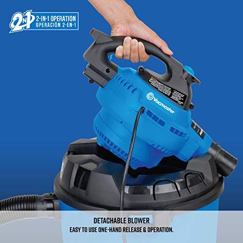 Vacmaster Vacmaster VBV1210, 12-Gallon* 5 Peak HP** Wet/Dry Shop Vacuum with Detachable Blower, Blue