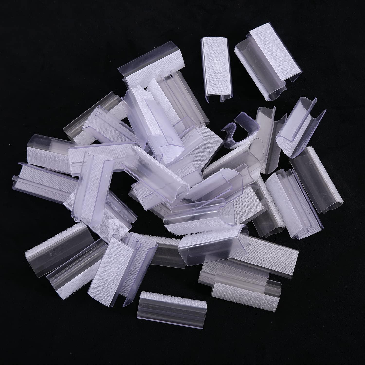 Odowalker Odowalker 50 Pieces Table Skirt Clips Clear Plastic with Hook Fastener for Table Cover Table Skirting Tablecloth Table Edge (0.6\"-0.8\"(Strip Shape))