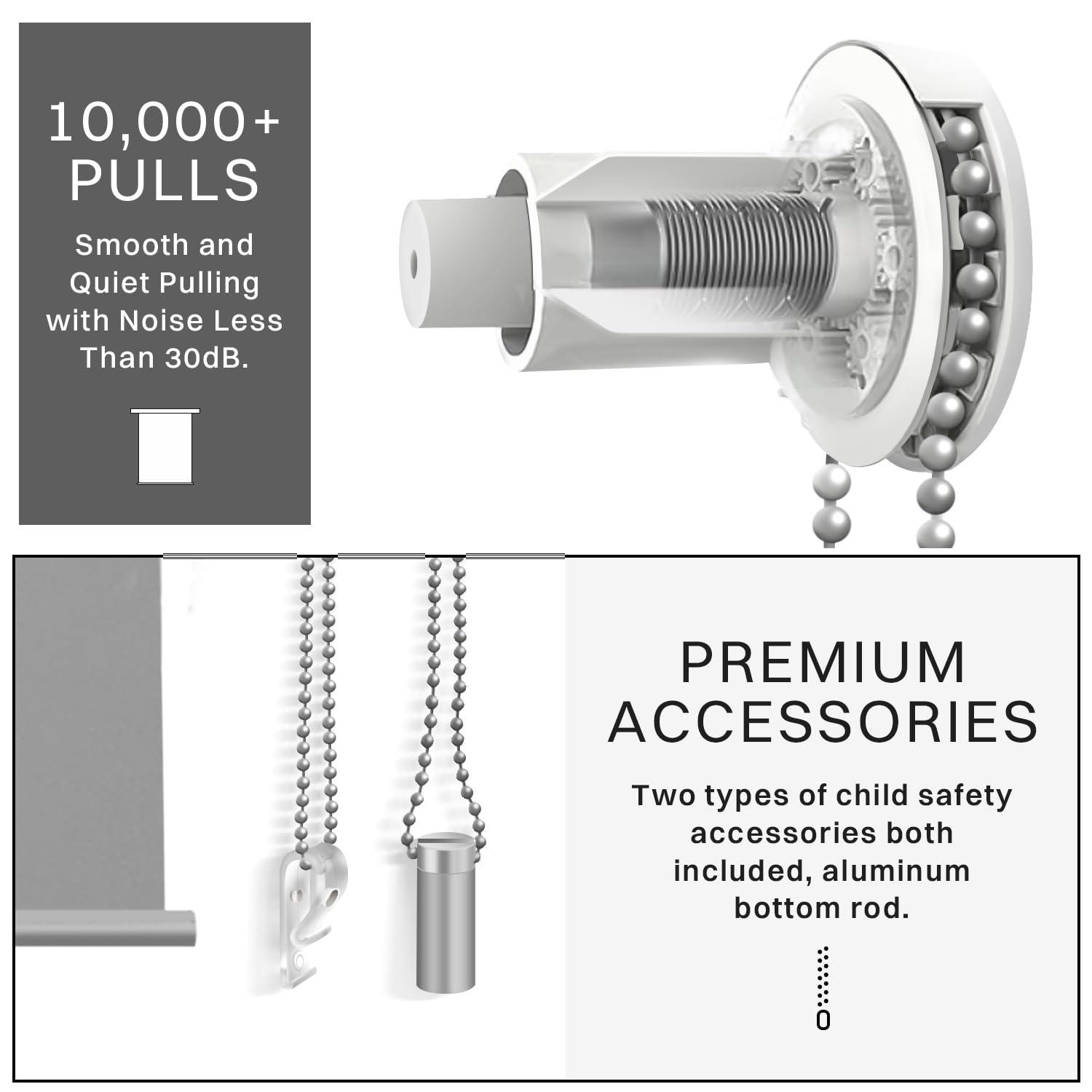 Hidpriva No Drill No Tools 100% Blackout Roller Shade | UV Protection | Easy-Care Fabric | Roller Blind for Windows & Doors | Pull Down Window Shade - Grey (60" W x 78" H)