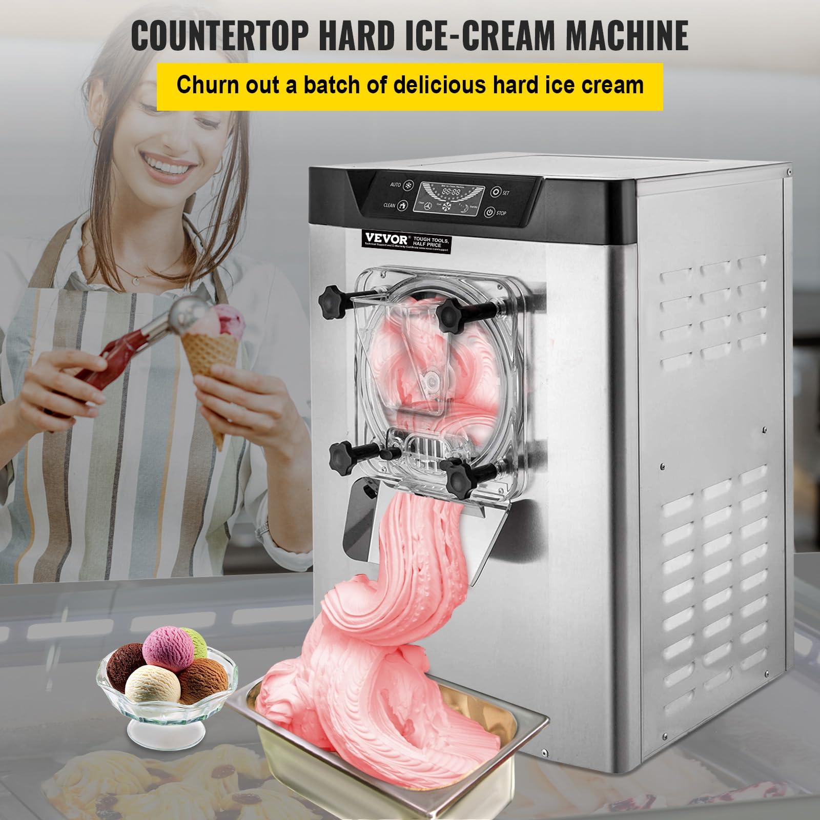 VEVOR VEVOR Commercial Ice Cream Machine 1400W 20/5.3 Gph Hard Serve Ice Cream Maker with LED Display Screen Auto Shut-Off Timer One Flavors Perfect for Restaurants Snack bar Supermarkets