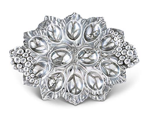 Arthur Court Arthur Court Metal Deviled Egg Holder Tray Grape Pattern Sand Casted in Aluminum with Artisan Quality Hand Polished Designer Tarnish-Free 12.5 inch x 9 inch